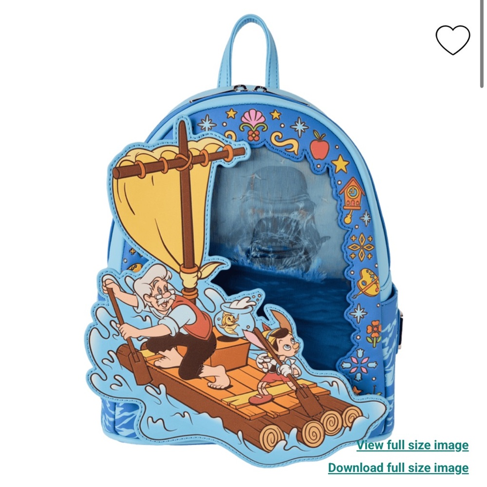 Loungefly Loungefly Pinocchio Raft Monstro Lenticular Mini Backpack & Wallet - Picture 9 of 16